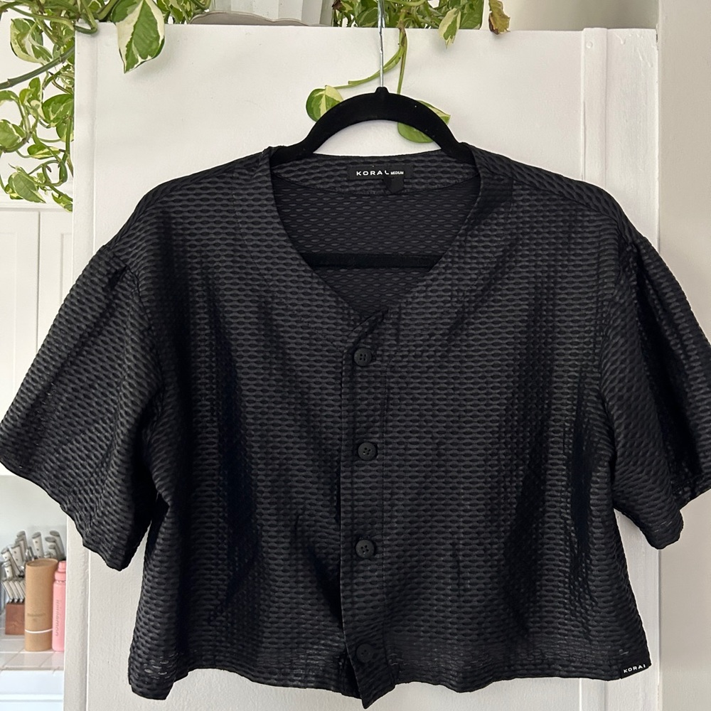 Koral Leather Like  Black Top